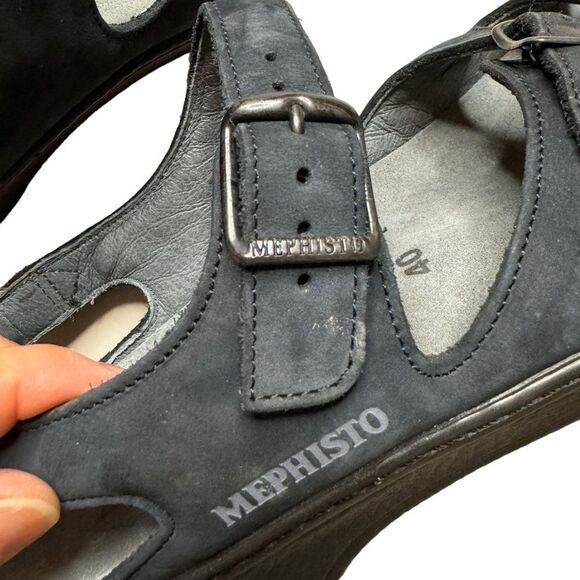 Mephisto Women's Triple Strap Navy Croatia Buckle Sandals Ankle Strap Sz 40 (10) - Picture 2 of 7